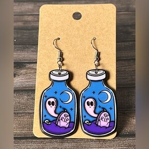 2/$10‼️ Spooky Ghost Tombstone Halloween Earrings Moon Earring